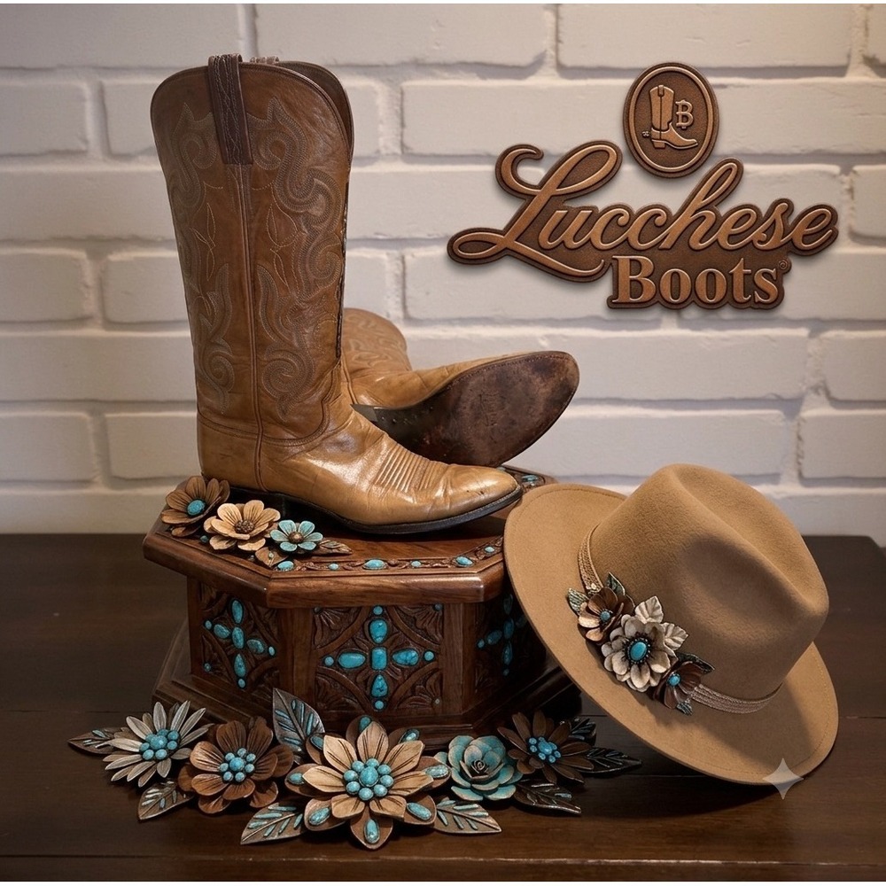 Lucchese Sz10‎ Vintage Western Handcrafted Leather Cowboy Boot Rodeo Luxury